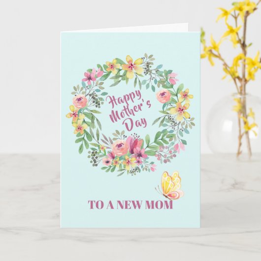 Floral Waterverf met eerste Moederdag Kaart (Gele Bloem)