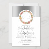 Floral Waterverf met Silver Script Weddenschap Magnetische Uitnodiging (Voorkant)