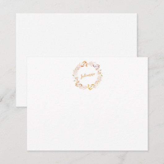 Floral Waterverf met speciaal aangepast banketbakk Notitiekaartje (Voorkant / Achterkant)