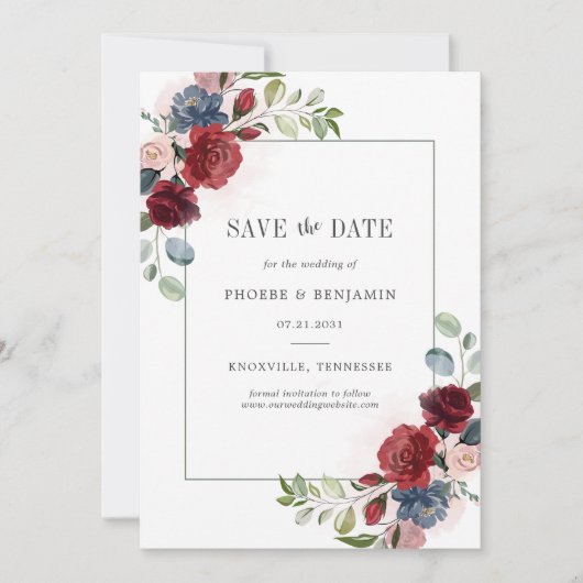 Floral Waterverf minimalistische bruiloft Save The Date (Voorkant)