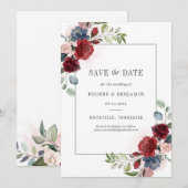 Floral Waterverf minimalistische bruiloft Save The Date (Voorkant / Achterkant)