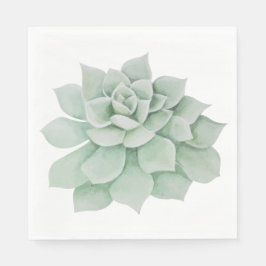 Floral Waterverf Mint Green Succulent Cactus Servet