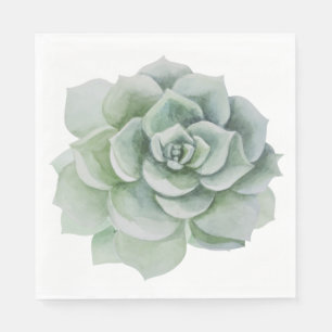 Floral Waterverf Mint Green Succulent Cactus Servet