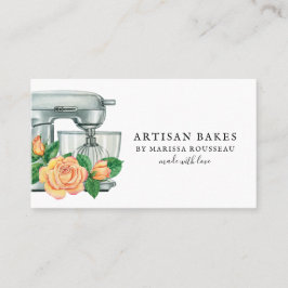 Floral Waterverf Mixer Baker Bakery Visitekaartje