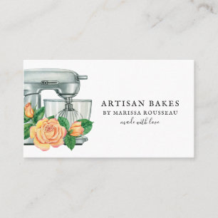Floral Waterverf Mixer Baker Bakery Visitekaartje
