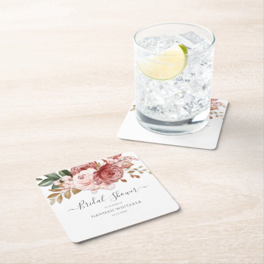 Floral Waterverf Modern Flowers Vrijgezellenfeest Kartonnen Onderzetters (Insitu)