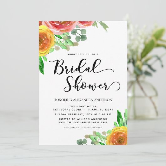 Floral Waterverf Modern Greenery Vrijgezellenfeest Kaart (Staand voorkant)