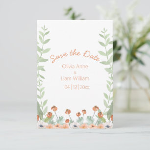 Floral Waterverf Modern script Save The Date