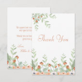 Floral Waterverf Modern Script Wedding Bedankkaart (Voorkant / Achterkant)