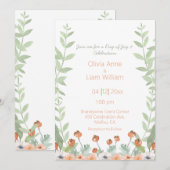  Floral Waterverf Modern Script Wedding Kaart (Voorkant / Achterkant)