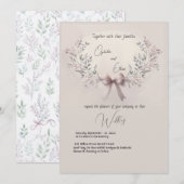 Floral waterverf Modern Typografie bruiloft Kaart (Voorkant / Achterkant)