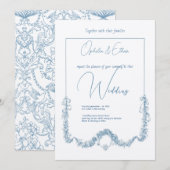 Floral waterverf Modern Typografie bruiloft Kaart (Voorkant / Achterkant)