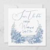 Floral waterverf Modern Typografie bruiloft Save The Date (Voorkant)