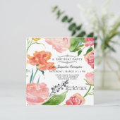 Floral Waterverf Moderne roze roze olievloeistof Kaart (Staand voorkant)