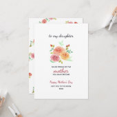 Floral Waterverf Moederdag aan dochter Kaart (Voorkant / Achterkant in situ)