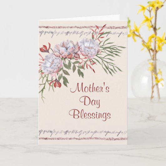 Floral Waterverf Moederdag Blessings Scripting Kaart (Gele Bloem)
