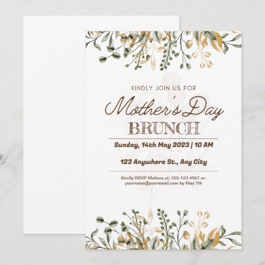 Floral Waterverf Moederdag Brunch Save The Date (Voorkant / Achterkant)