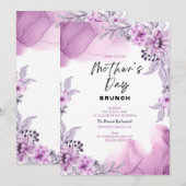 Floral Waterverf Moederdag Brunch Uitnodiging (Voorkant / Achterkant)