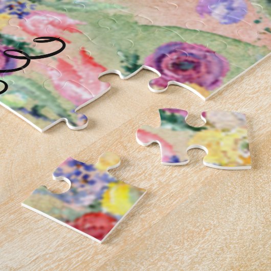 Floral Waterverf Moederdag Puzzle Legpuzzel (Zijkant)