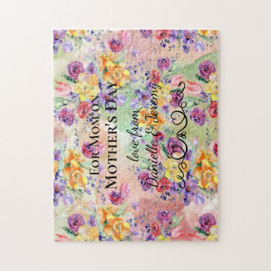 Floral Waterverf Moederdag Puzzle Legpuzzel (Verticaal)