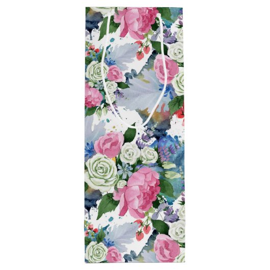 Floral Waterverf Moederdag Wijn Cadeautas (Achterkant)