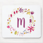 Floral Waterverf Monogram Muismat (Voorkant)
