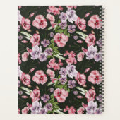 Floral Waterverf Monogrammed Naam Elegant Zwart Planner (Achterkant)