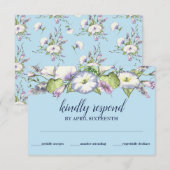 Floral Waterverf Morning Glory Handfasting RSVP Kaartje (Voorkant / Achterkant)