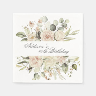 Floral Waterverf Naam Botanische legant Birthday Servet
