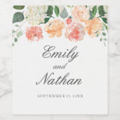 Floral Waterverf Naam Weddenschap Wijnlabel Wijn Etiket (Enkel label)