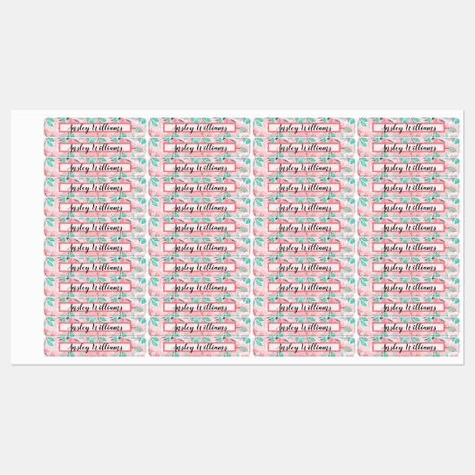 Floral Waterverf Name Labels (Vel)