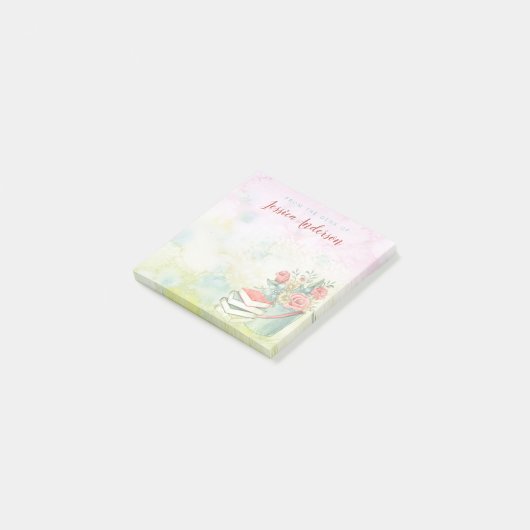 Floral Waterverf Name Post-it® Notes (Schuin)