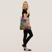 Floral Waterverf Needlepoint Kijk Tote Bag (Op model)
