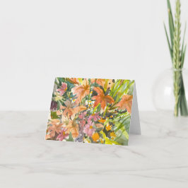 Floral Waterverf Note Kaart - Blank