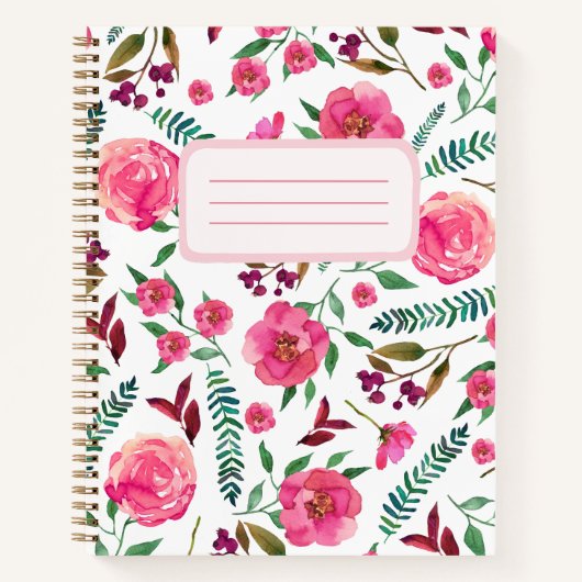 Floral-Waterverf Notitieboek (Voorkant)