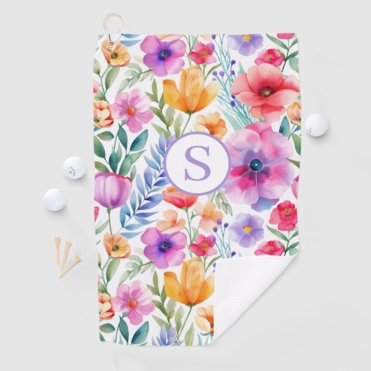 Floral Waterverf op maat Golfhanddoek (Insitu)