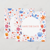 Floral Waterverf Oranje blauw Kaart (Voorkant / Achterkant)