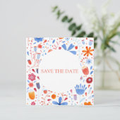 Floral Waterverf Oranje blauw Kaart (Staand voorkant)