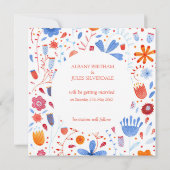 Floral Waterverf Oranje blauw Kaart (Achterkant)