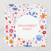 Floral Waterverf Oranje blauw Kaart (Voorkant / Achterkant)