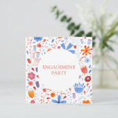 Floral Waterverf Oranje blauw Kaart (Staand voorkant)