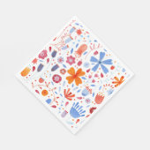 Floral Waterverf Oranje blauw Servet (Hoek)