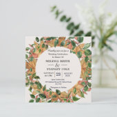 Floral Waterverf Oranje Greenery Wedding Kaart (Staand voorkant)