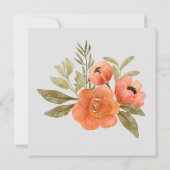 Floral Waterverf Oranje Greenery Wedding Kaart (Achterkant)