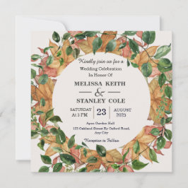 Floral Waterverf Oranje Greenery Wedding Kaart