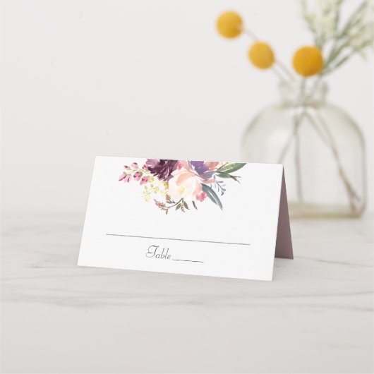 Floral Waterverf Paarse Lavendel Place Card Plaatskaartje (Voorkant)