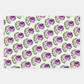 Floral Waterverf Paarse Rozen Patroon Inpakpapier Vel (Voorkant 2)