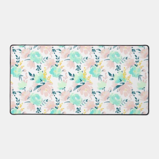 Floral Waterverf Pattern Bureaumat (Voorkant)