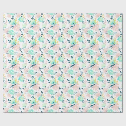 Floral Waterverf Pattern Cadeaupapier (Vlak)