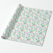 Floral Waterverf Pattern Cadeaupapier (Uitgerold)